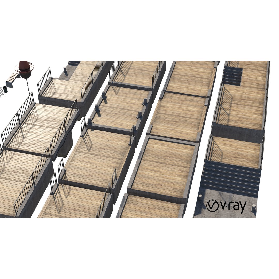 Concrete Pier 3D Model – Low Poly Bridge Asset for Marina, FBX - View 19
