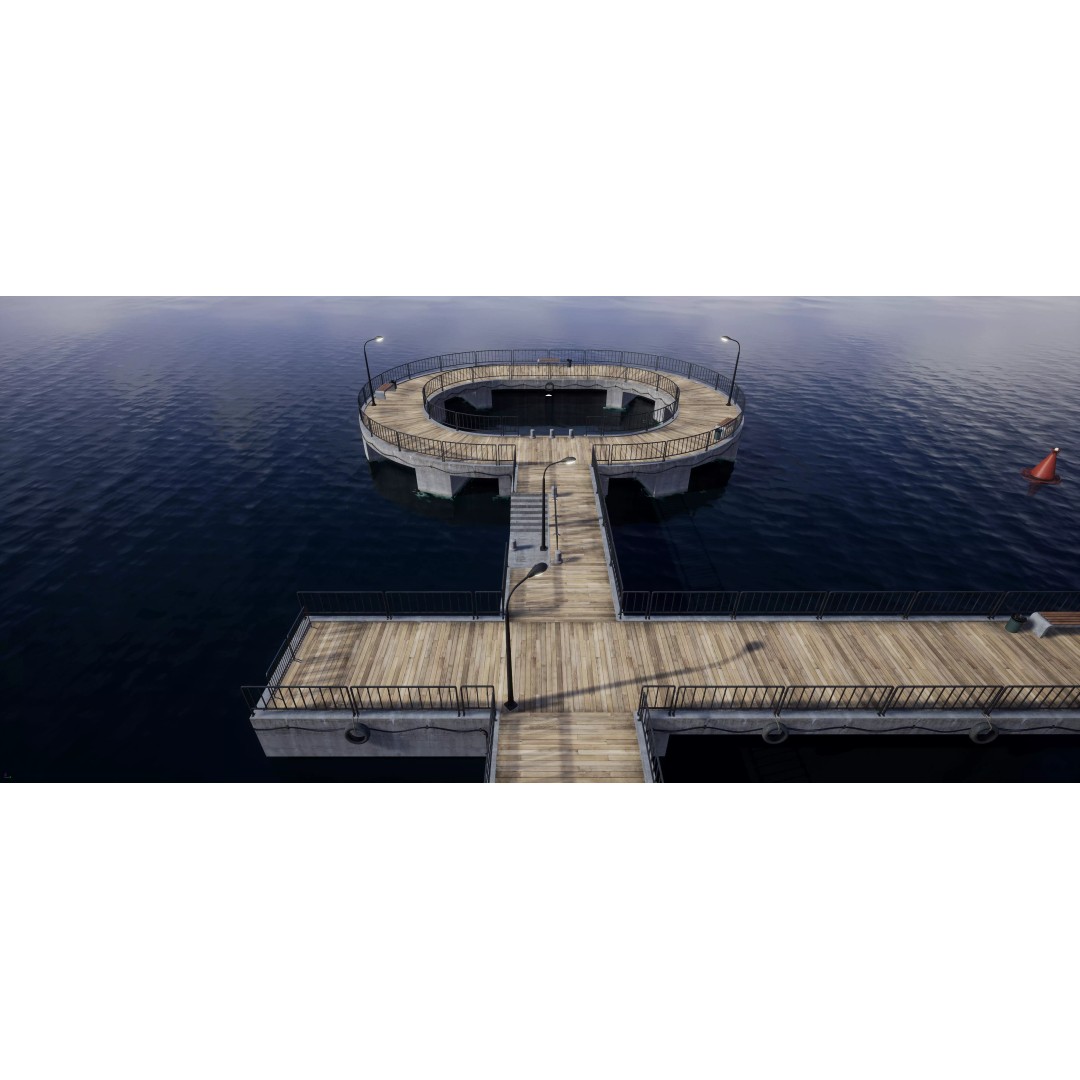 Concrete Pier 3D Model – Low Poly Bridge Asset for Marina, FBX - View 2