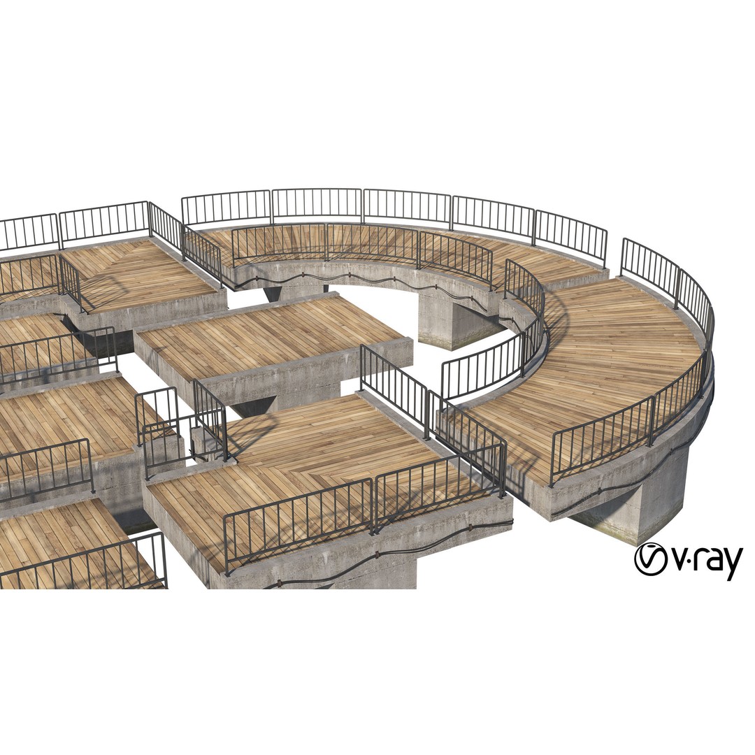 Concrete Pier 3D Model – Low Poly Bridge Asset for Marina, FBX - View 20