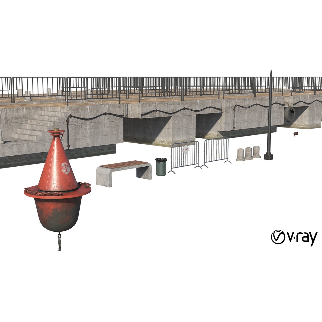 Concrete Pier 3D Model – Low Poly Bridge Asset for Marina, FBX - View 21