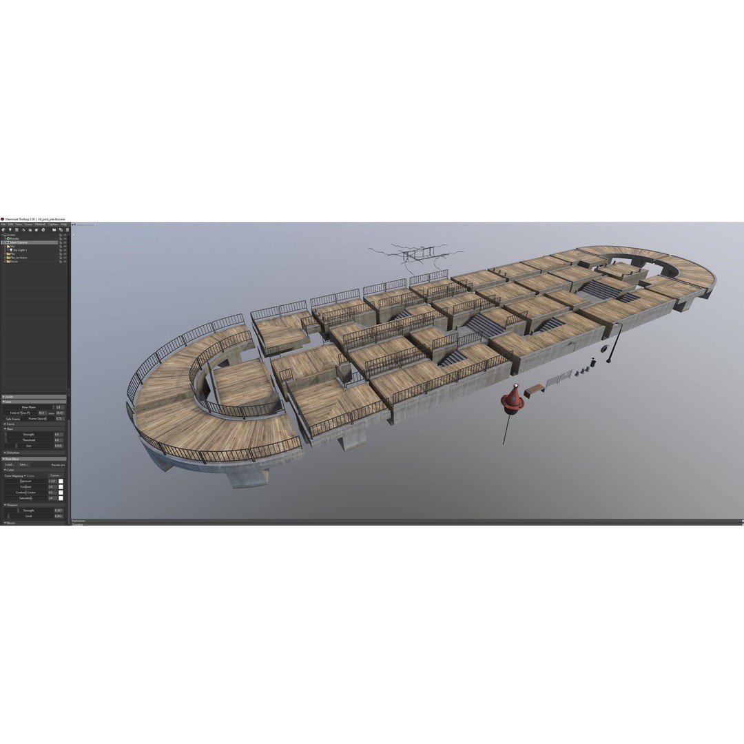 Concrete Pier 3D Model – Low Poly Bridge Asset for Marina, FBX - View 23
