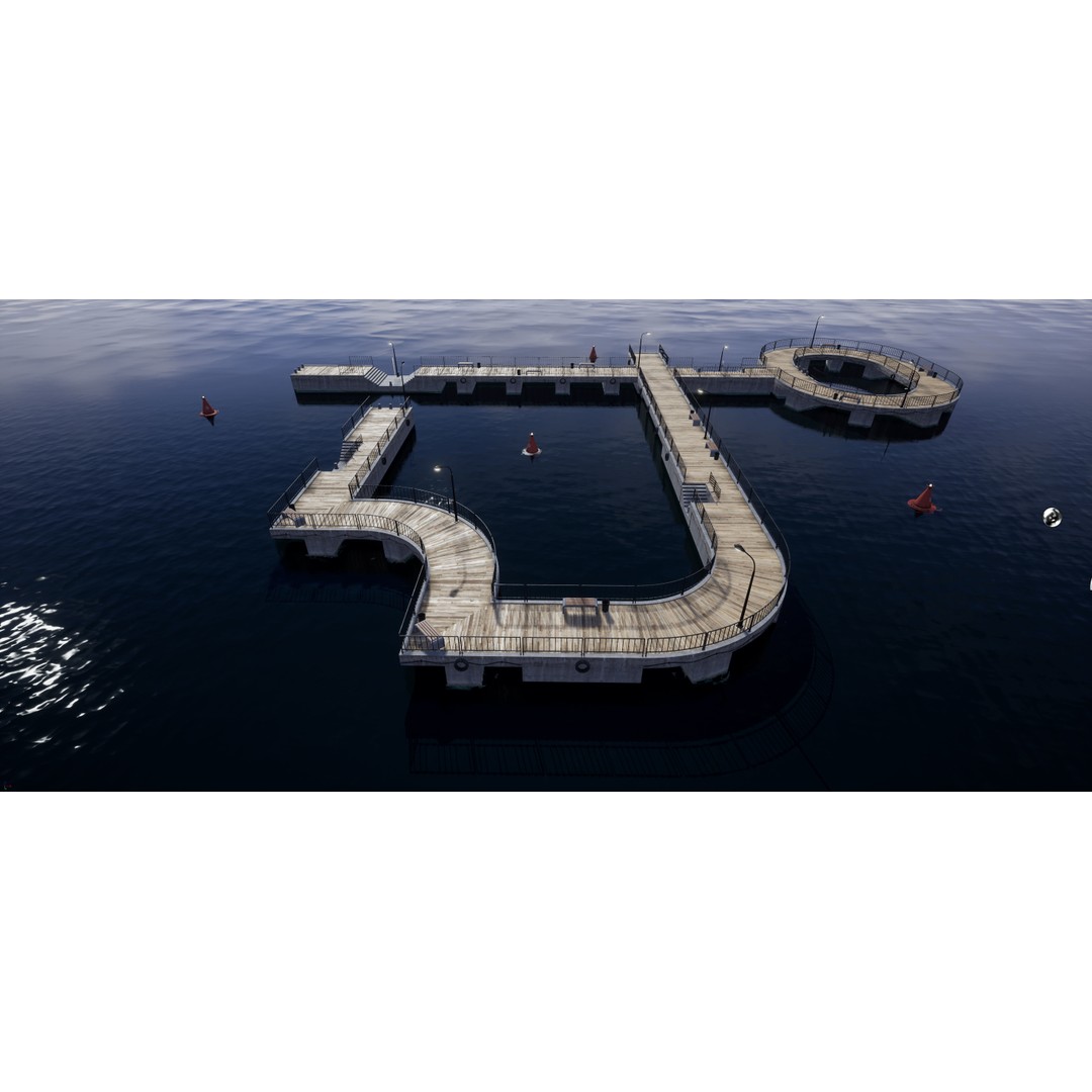 Concrete Pier 3D Model – Low Poly Bridge Asset for Marina, FBX - View 3