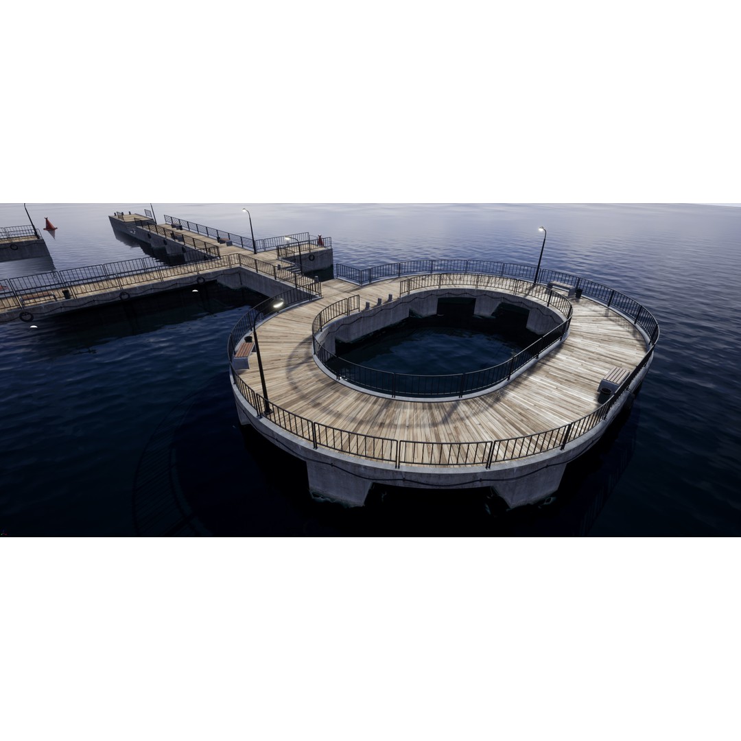 Concrete Pier 3D Model – Low Poly Bridge Asset for Marina, FBX - View 5