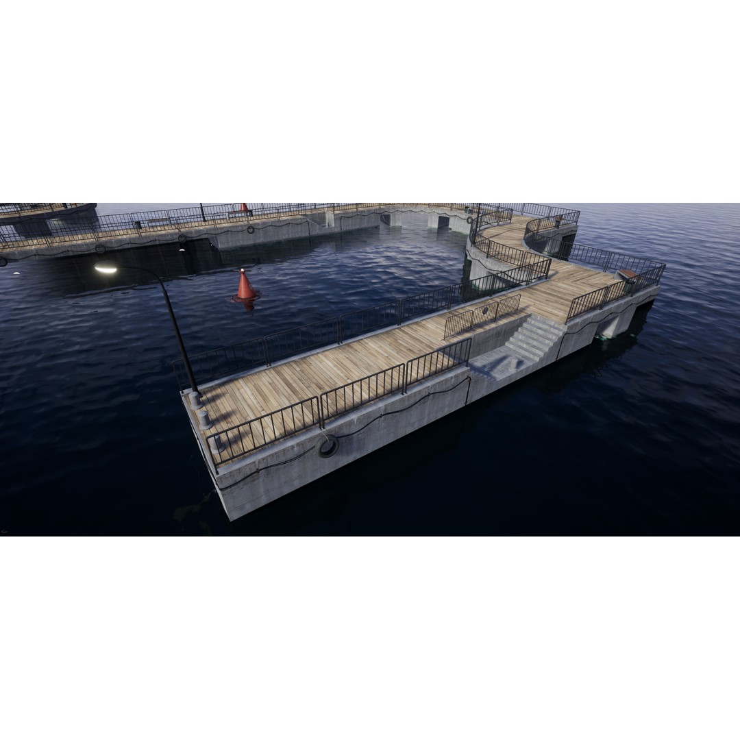 Concrete Pier 3D Model – Low Poly Bridge Asset for Marina, FBX - View 6