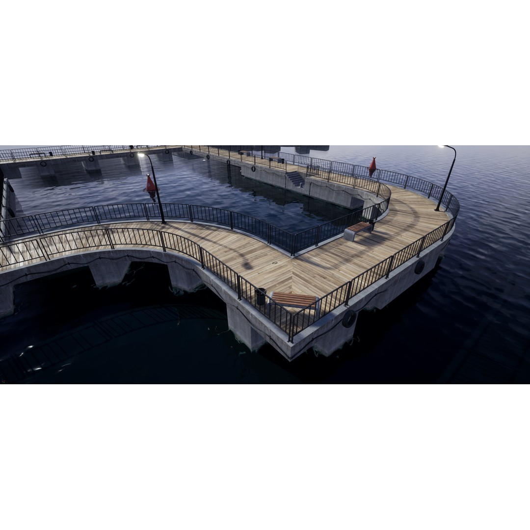 Concrete Pier 3D Model – Low Poly Bridge Asset for Marina, FBX - View 7