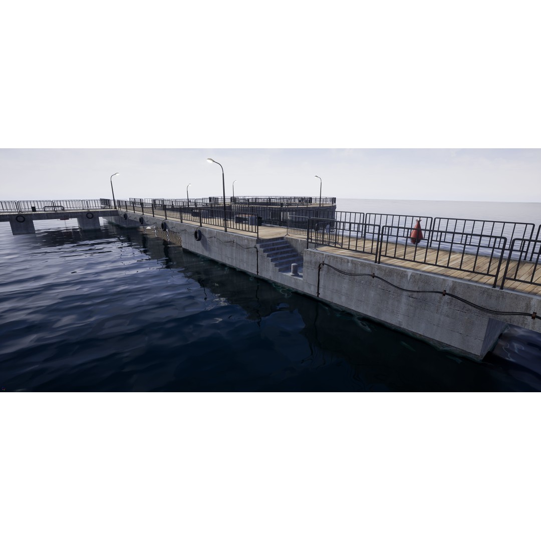 Concrete Pier 3D Model – Low Poly Bridge Asset for Marina, FBX - View 8