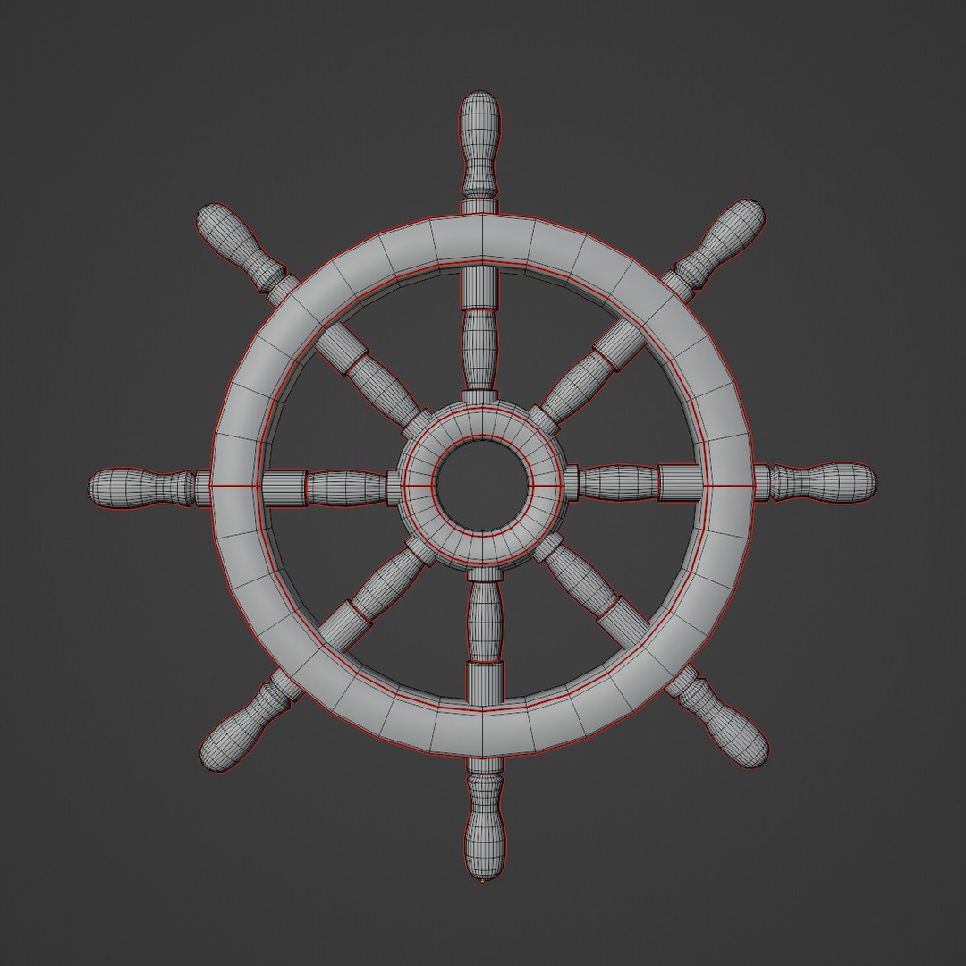 Vessel Wheel 02 3D Model – Low Poly Ship Part, PBR Textured, FBX