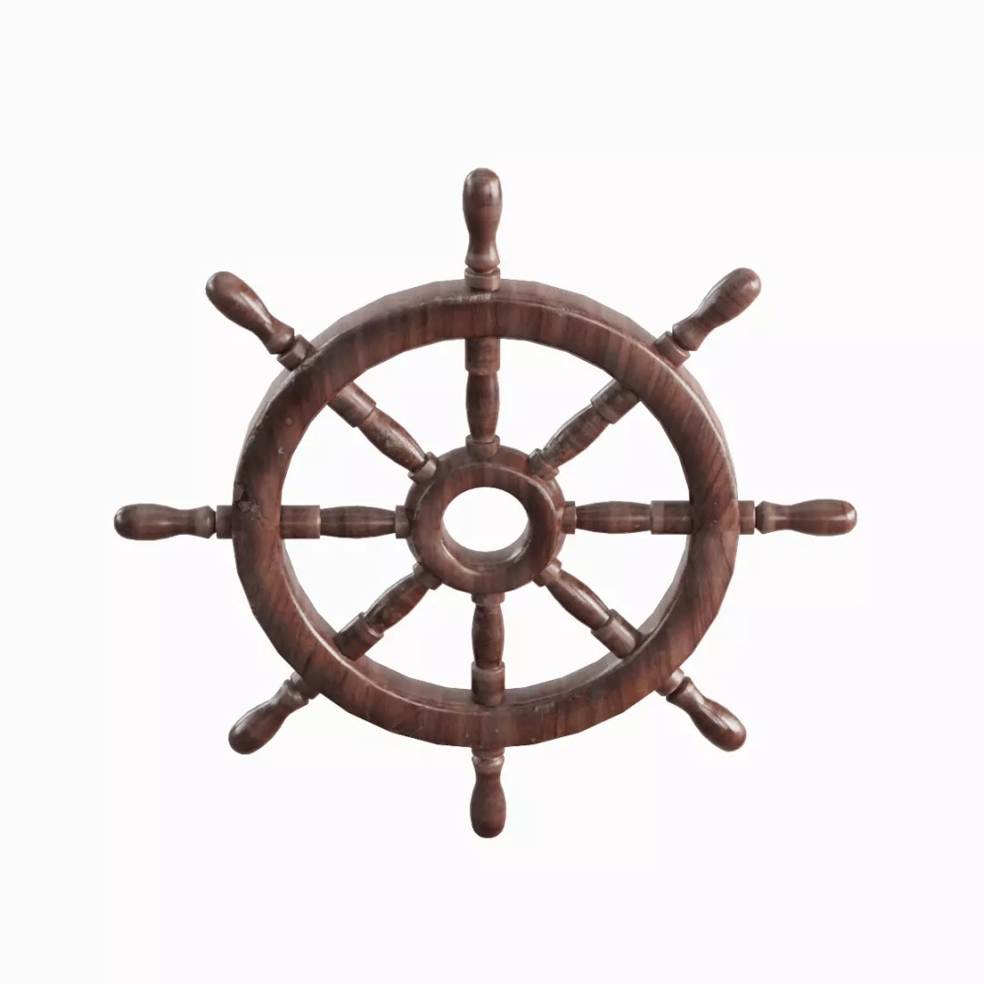 Vessel Wheel 02 3D Model – Low Poly Ship Part, PBR Textured, FBX - View 2
