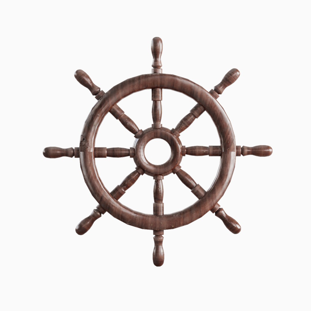 Vessel Wheel 02 3D Model – Low Poly Ship Part, PBR Textured, FBX - View 3