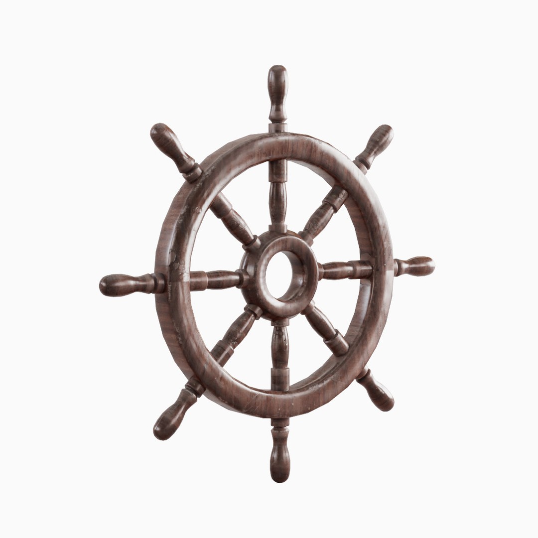 Vessel Wheel 02 3D Model – Low Poly Ship Part, PBR Textured, FBX - View 4