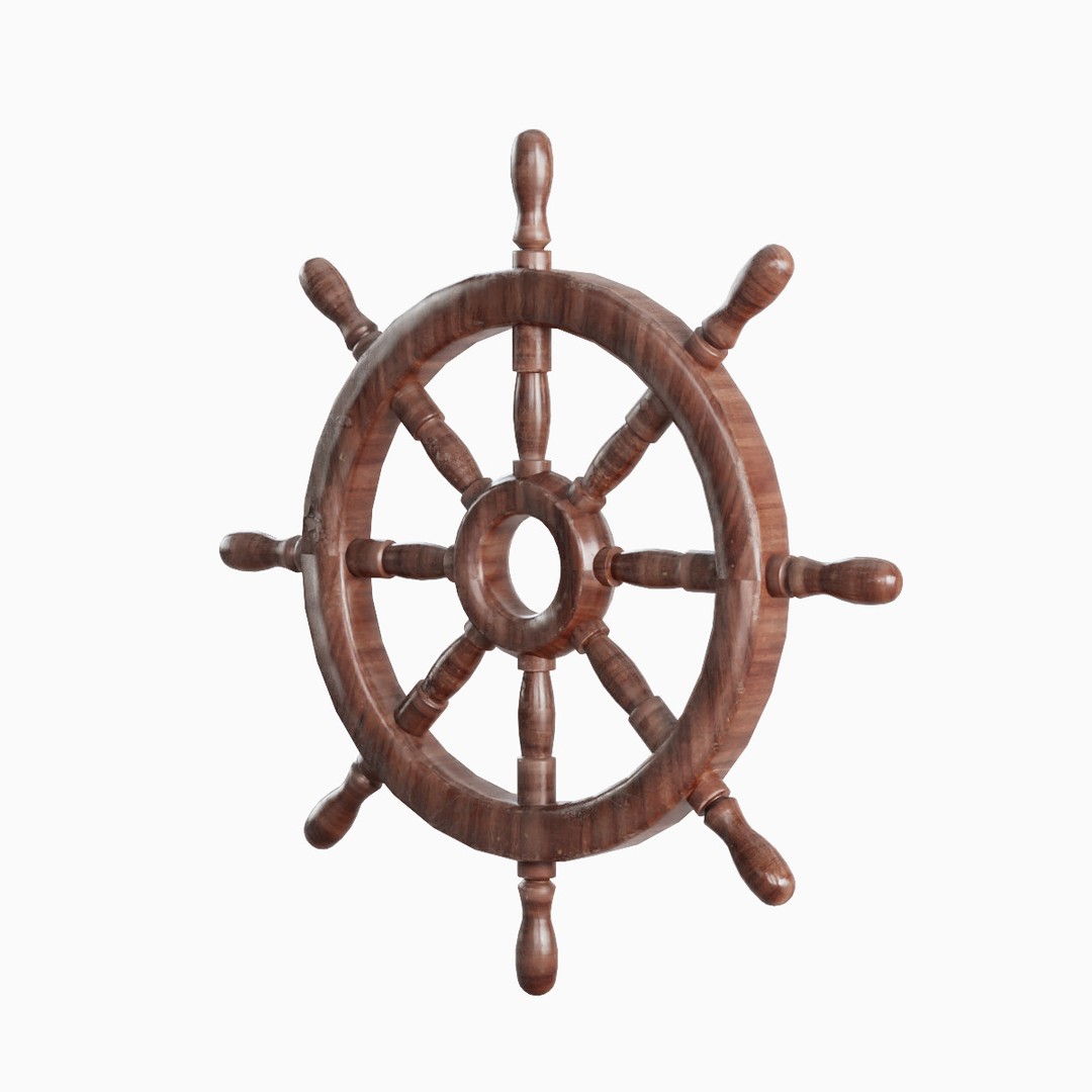 Vessel Wheel 02 3D Model – Low Poly Ship Part, PBR Textured, FBX - View 5