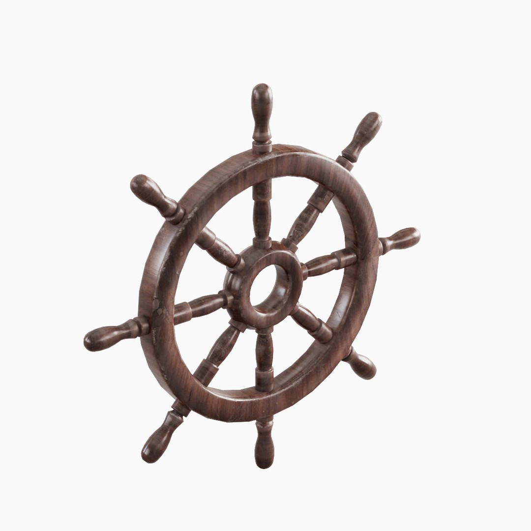 Vessel Wheel 02 3D Model – Low Poly Ship Part, PBR Textured, FBX - View 6