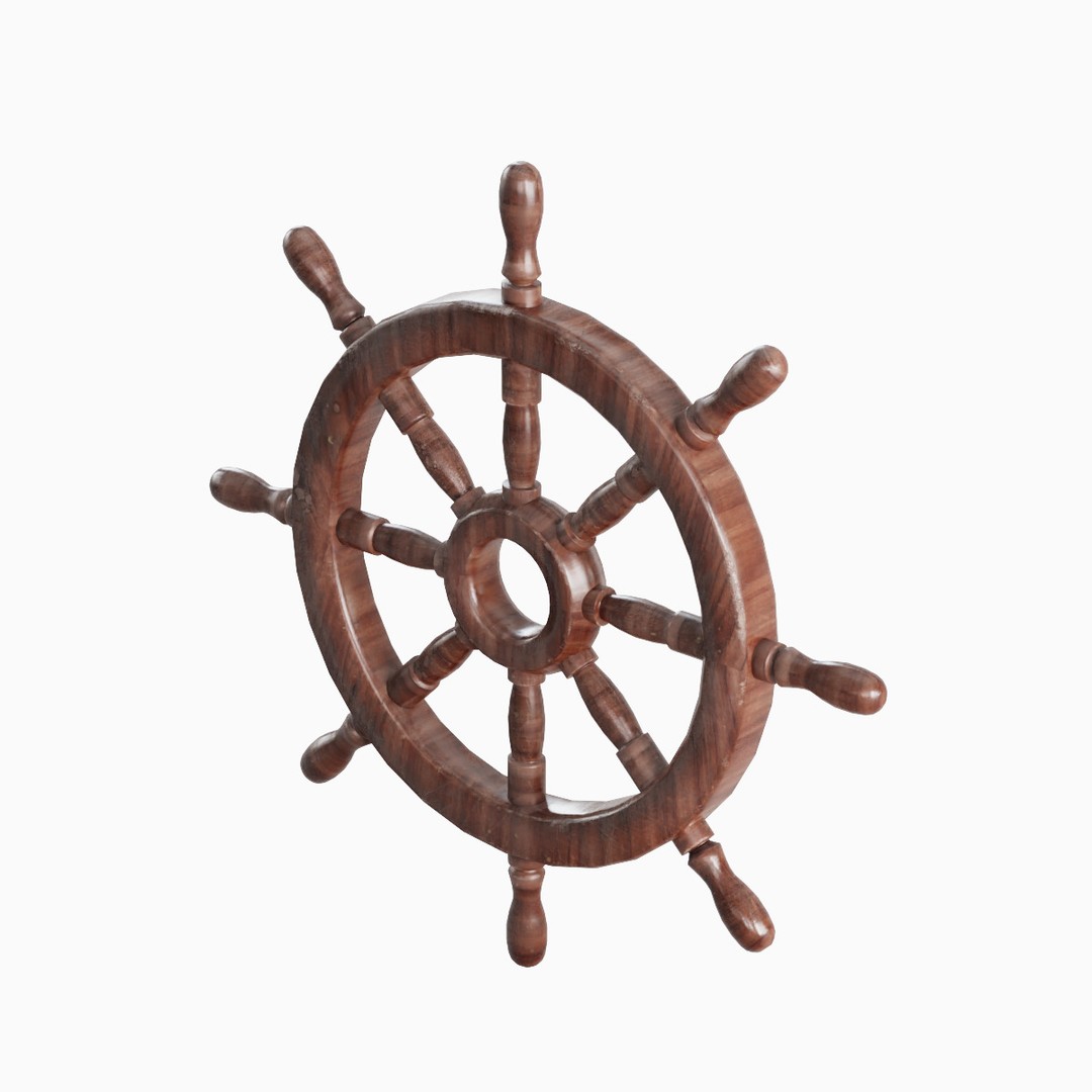 Vessel Wheel 02 3D Model – Low Poly Ship Part, PBR Textured, FBX - View 7