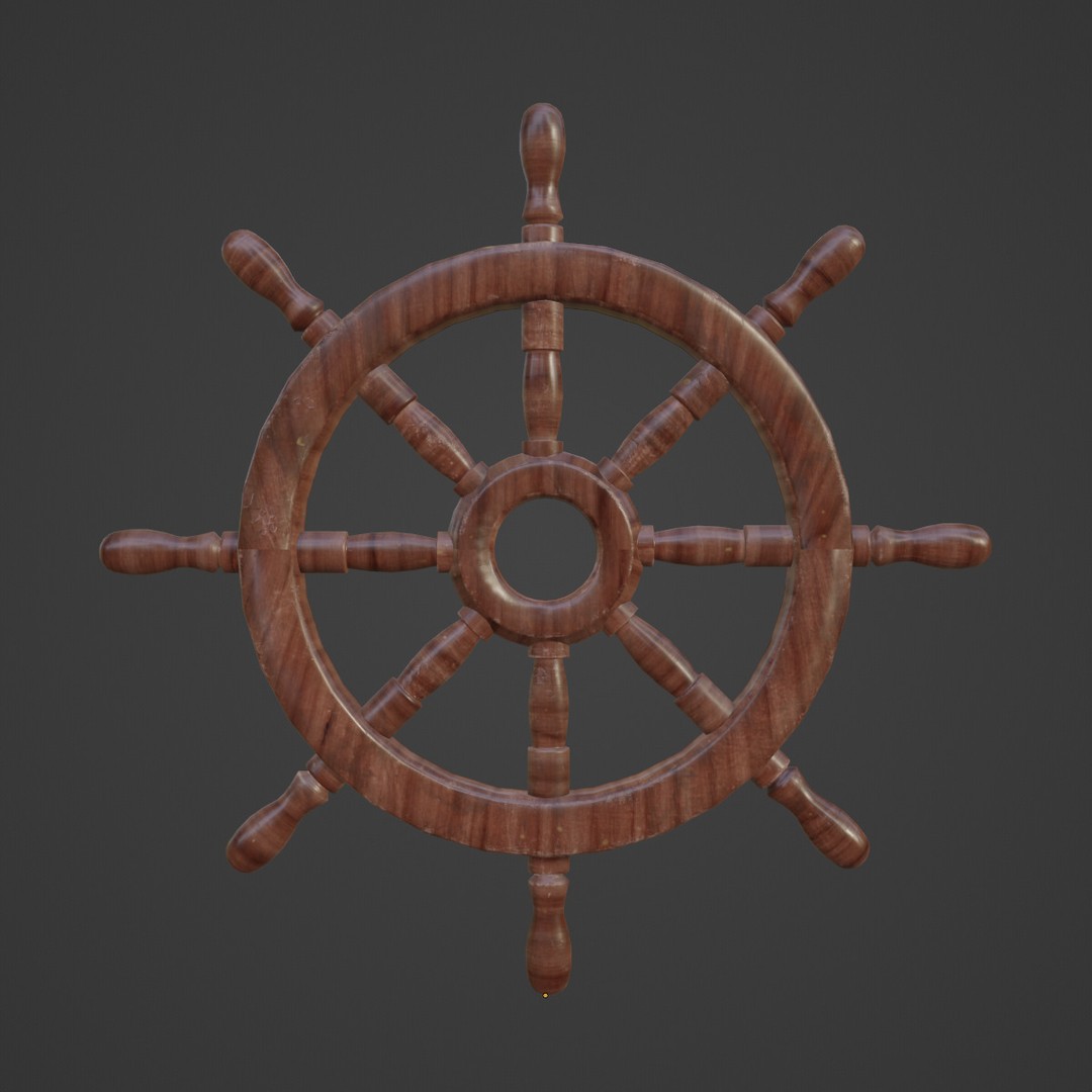 Vessel Wheel 02 3D Model – Low Poly Ship Part, PBR Textured, FBX - View 8