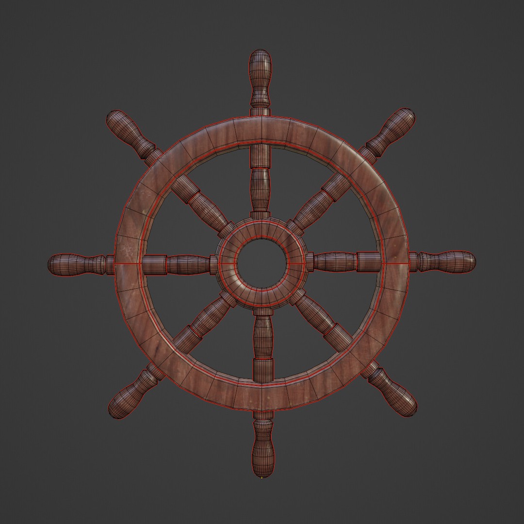 Vessel Wheel 02 3D Model – Low Poly Ship Part, PBR Textured, FBX - View 9
