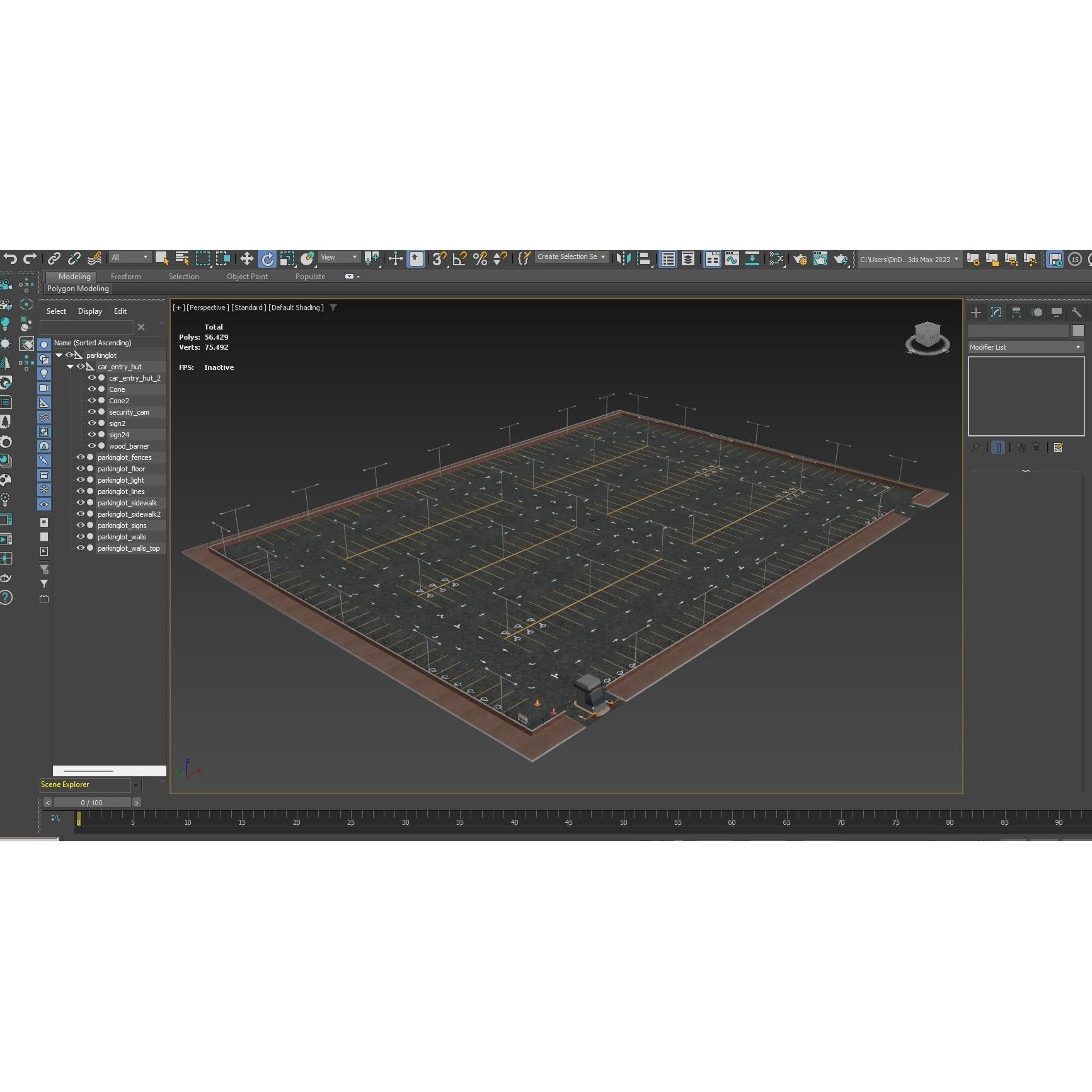Parking Lot - Game-Ready 3D Model