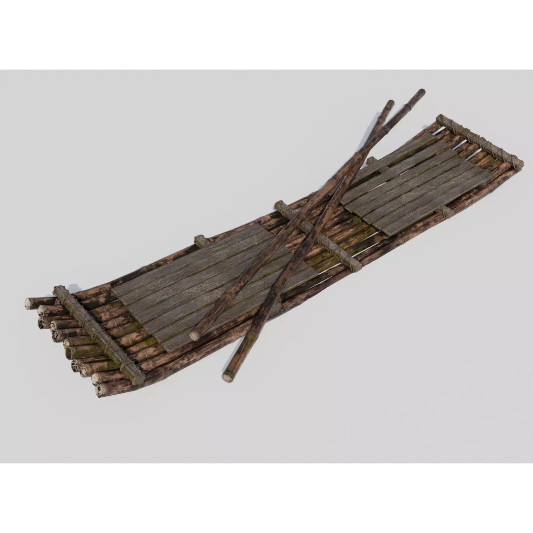 Raft 3D Model – Low Poly Game Ready Watercraft, FBX - View 3