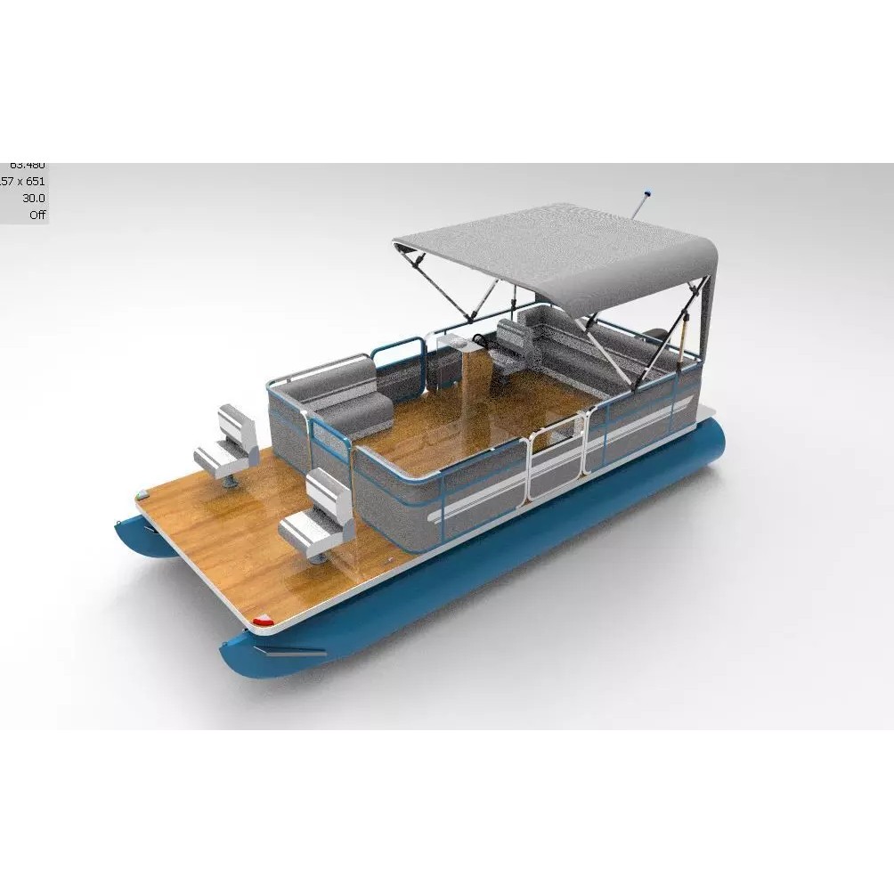 Lake Pontoon Boat 3D Model – Recreational Watercraft with Detailed Features - View 2