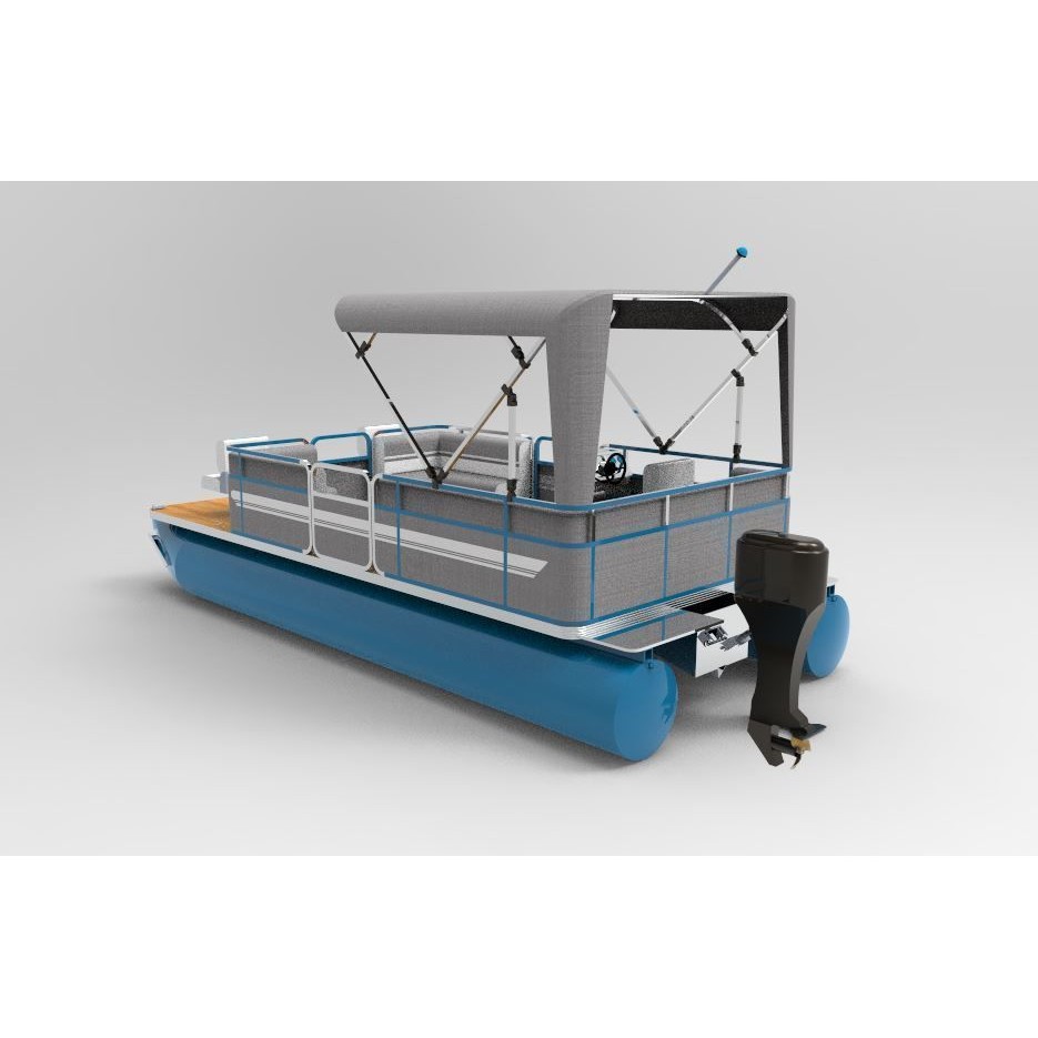 Lake Pontoon Boat 3D Model – Recreational Watercraft with Detailed Features - View 3