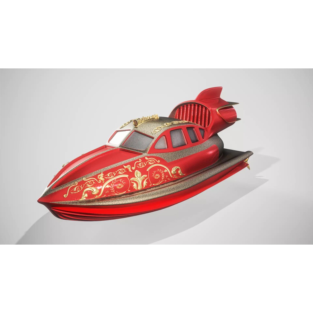 Historical Airboat 3D Model – PBR Textured Watercraft, FBX - View 2