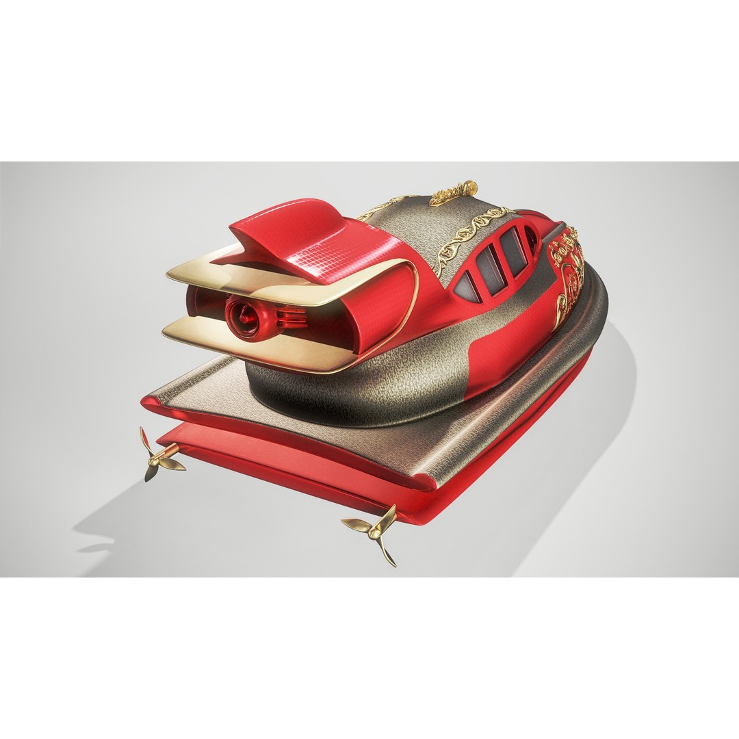 Historical Airboat 3D Model – PBR Textured Watercraft, FBX - View 4