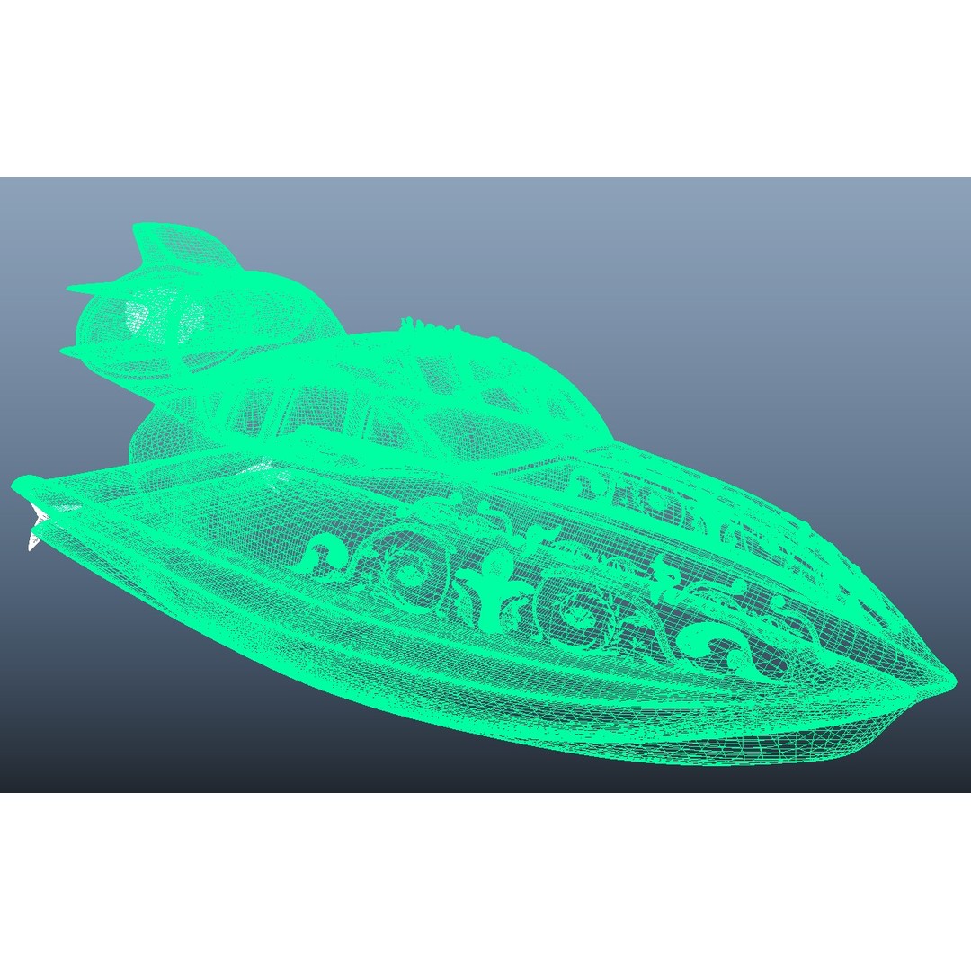 Historical Airboat 3D Model – PBR Textured Watercraft, FBX - View 6