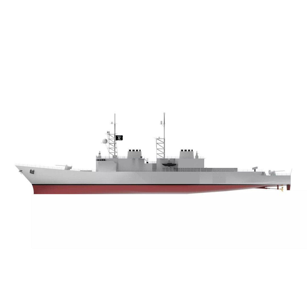 Spruance Class Destroyer 3D Model – Low Poly Military Watercraft, FBX - View 6