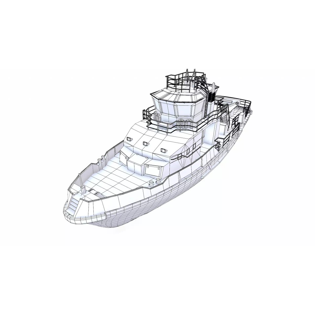 Fast Responsive Tugboat 3D Model – Low Poly PBR Game Asset, FBX