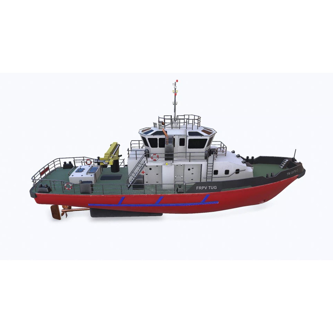 Fast Responsive Tugboat 3D Model – Low Poly PBR Game Asset, FBX - View 12