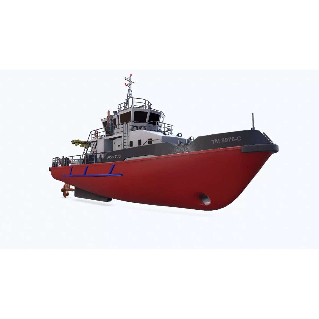 Fast Responsive Tugboat 3D Model – Low Poly PBR Game Asset, FBX - View 13