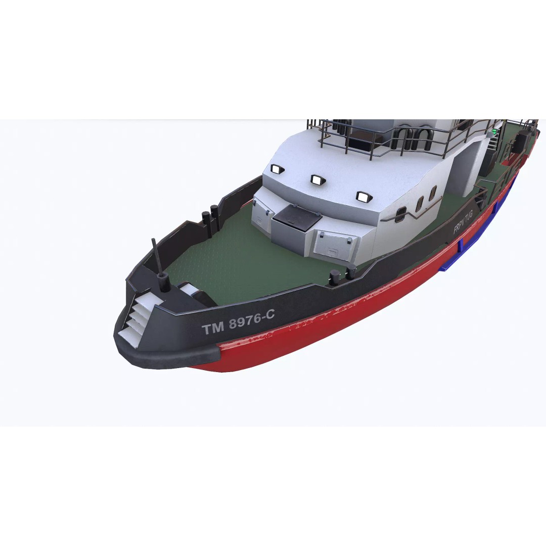 Fast Responsive Tugboat 3D Model – Low Poly PBR Game Asset, FBX - View 16