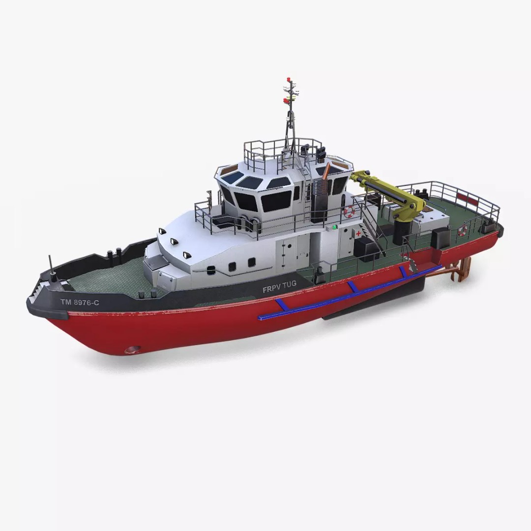 Fast Responsive Tugboat 3D Model – Low Poly PBR Game Asset, FBX - View 2