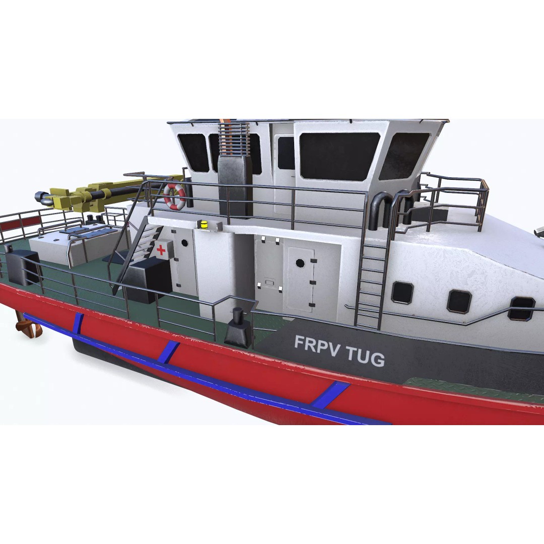 Fast Responsive Tugboat 3D Model – Low Poly PBR Game Asset, FBX - View 25