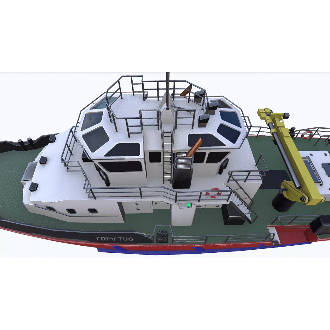 Fast Responsive Tugboat 3D Model – Low Poly PBR Game Asset, FBX - View 29