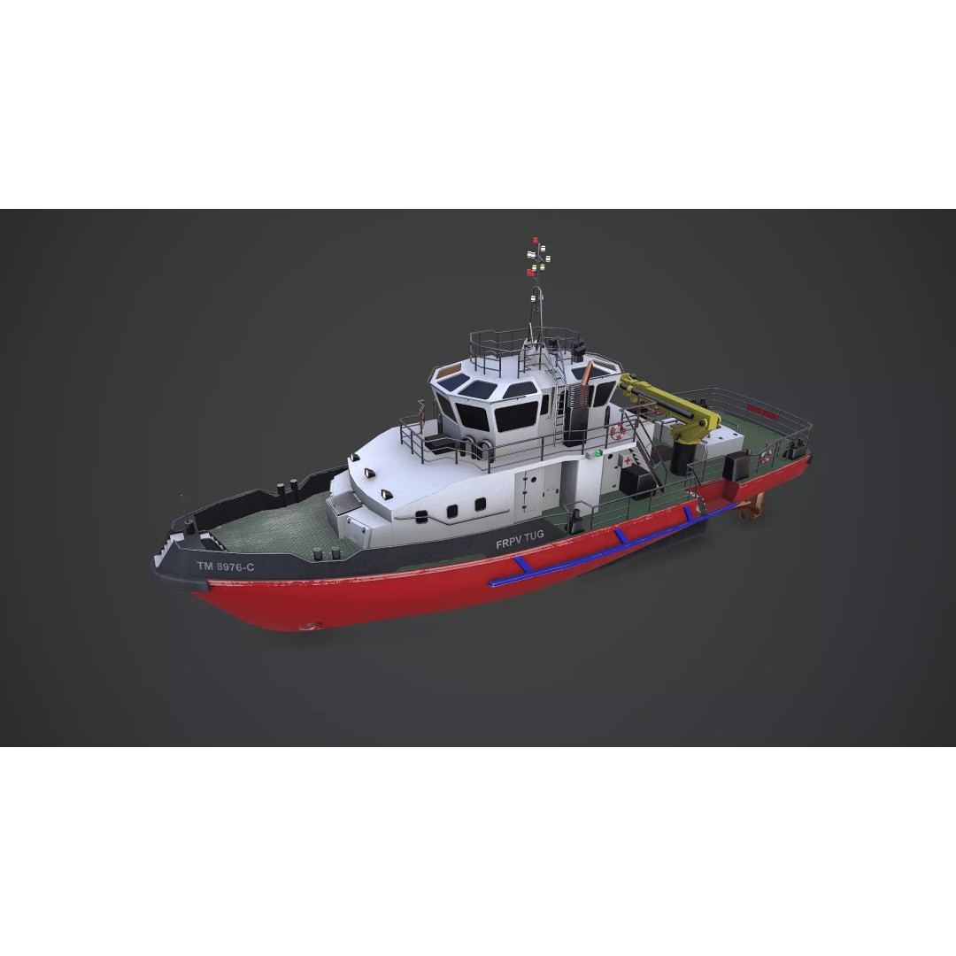 Fast Responsive Tugboat 3D Model – Low Poly PBR Game Asset, FBX - View 3