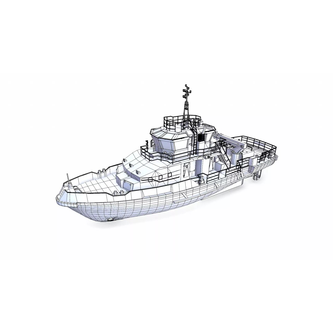 Fast Responsive Tugboat 3D Model – Low Poly PBR Game Asset, FBX - View 32