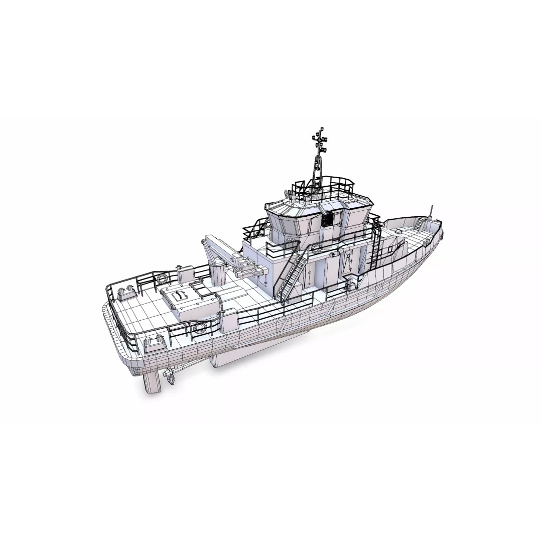 Fast Responsive Tugboat 3D Model – Low Poly PBR Game Asset, FBX - View 33