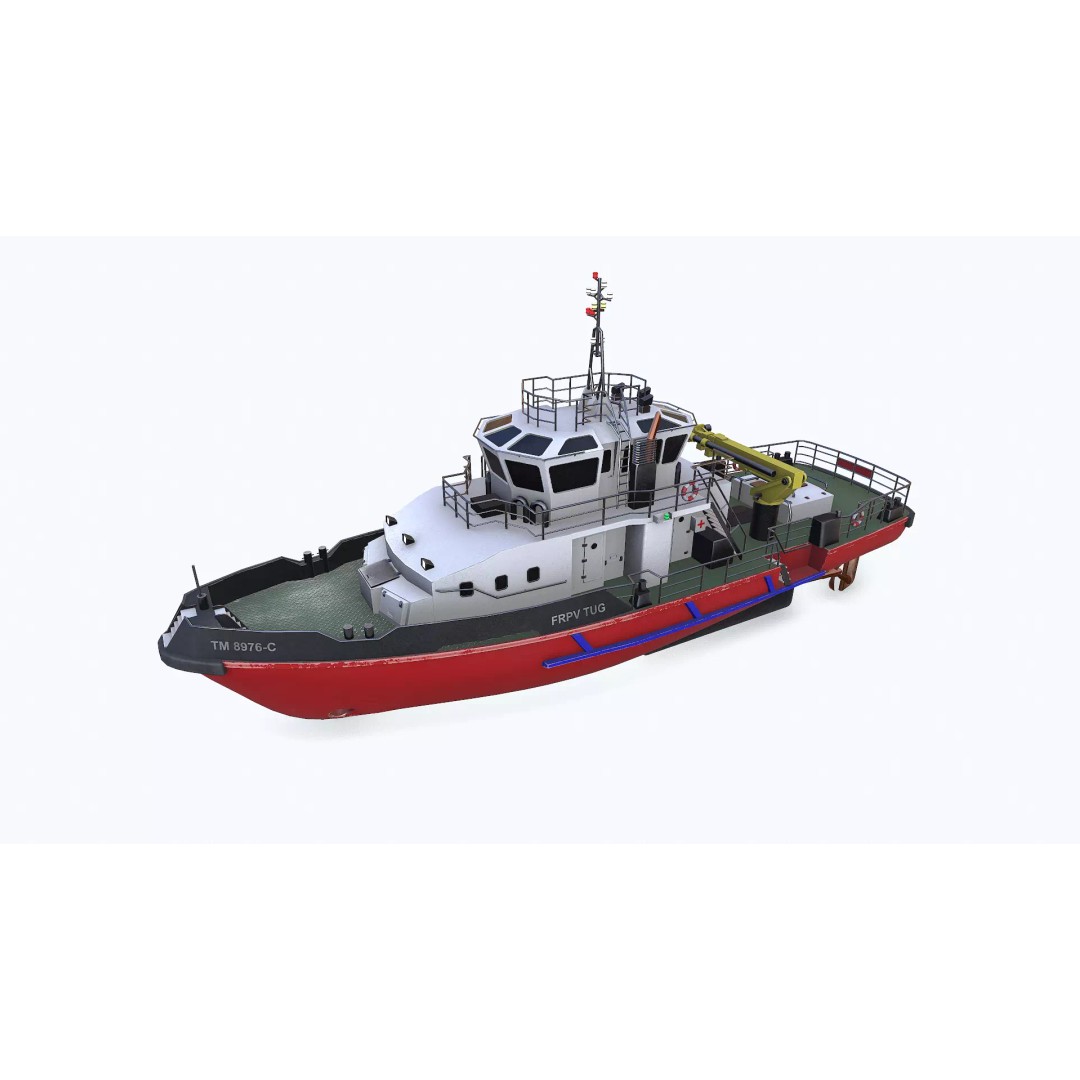 Fast Responsive Tugboat 3D Model – Low Poly PBR Game Asset, FBX - View 4