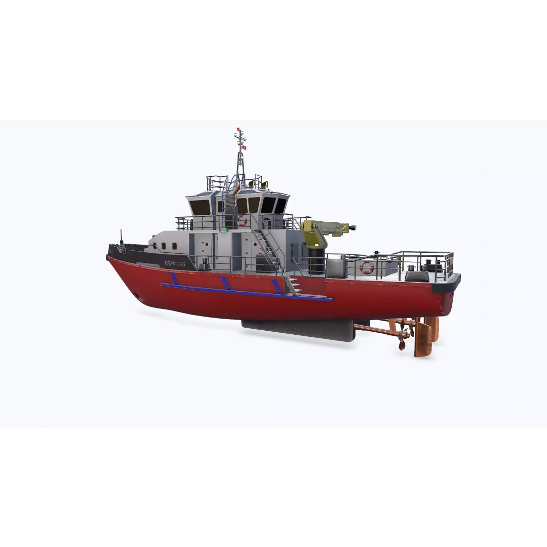 Fast Responsive Tugboat 3D Model – Low Poly PBR Game Asset, FBX - View 6