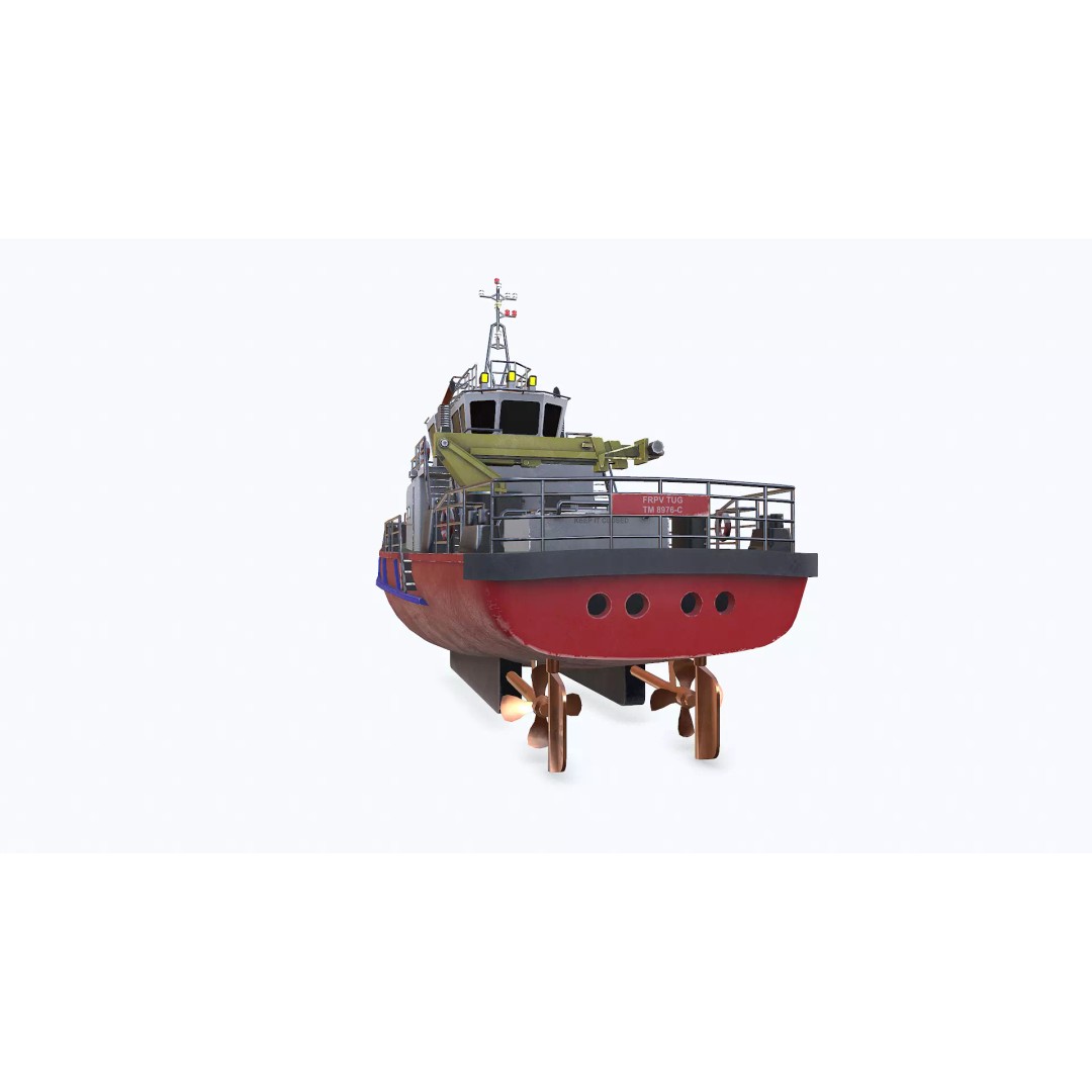 Fast Responsive Tugboat 3D Model – Low Poly PBR Game Asset, FBX - View 8