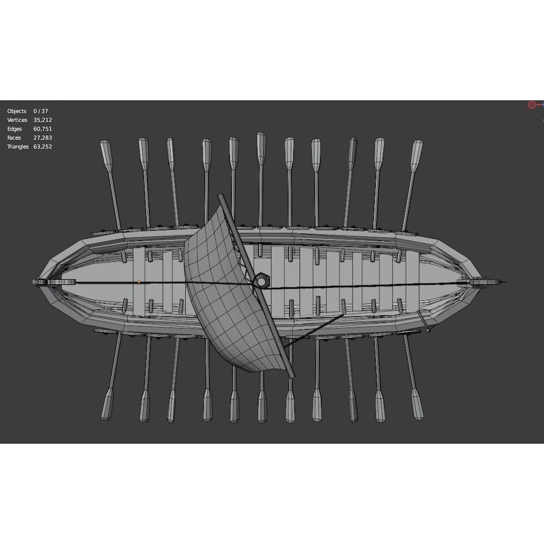 Viking Ship 3D Model – Low Poly Historic Watercraft, FBX, OBJ - View 14