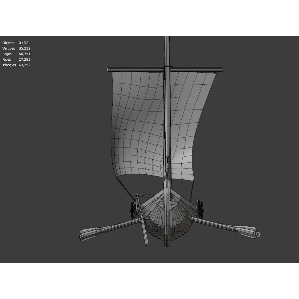 Viking Ship 3D Model – Low Poly Historic Watercraft, FBX, OBJ - View 15