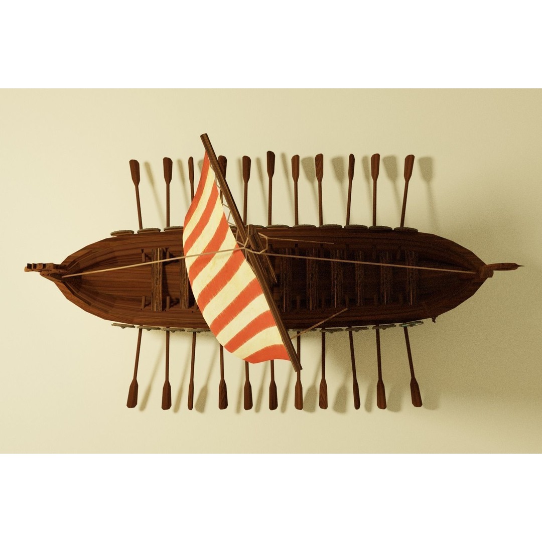 Viking Ship 3D Model – Low Poly Historic Watercraft, FBX, OBJ - View 4