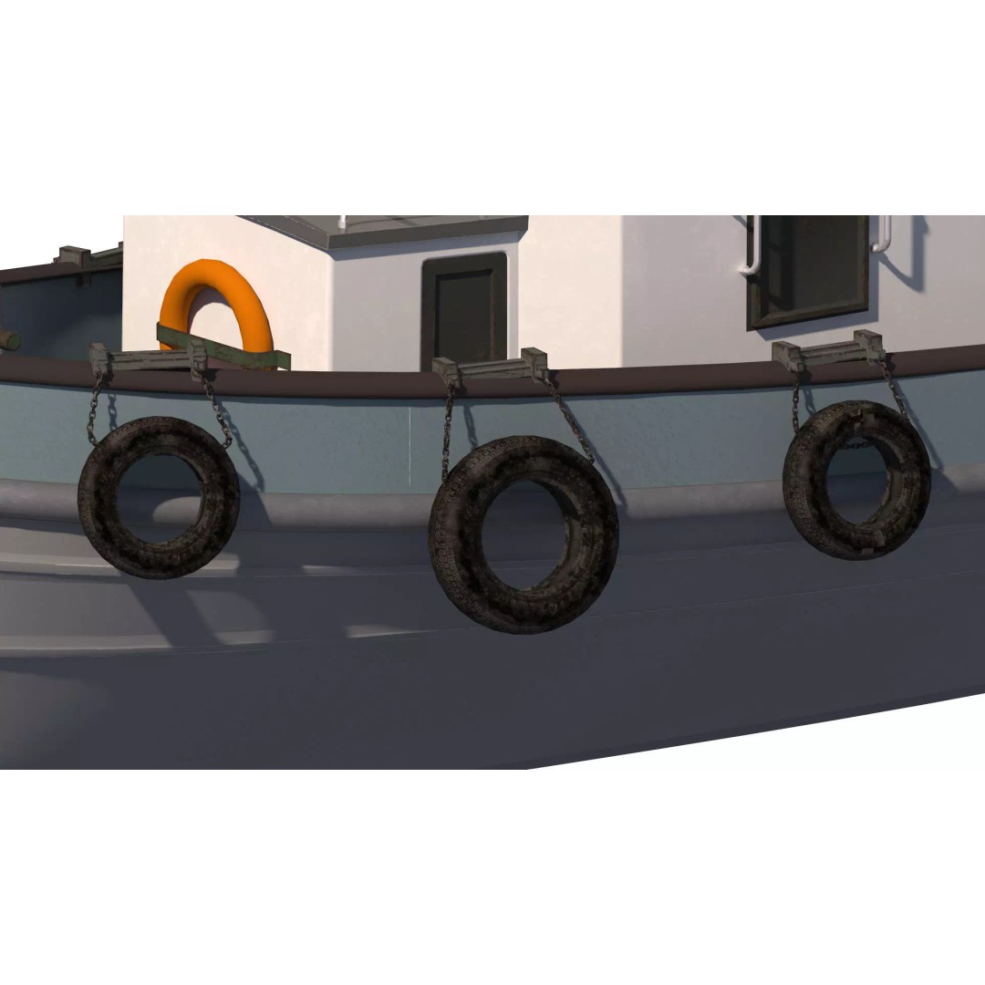 Tug Boat 3D Model – High Poly Industrial Vessel, FBX, PBR - View 10