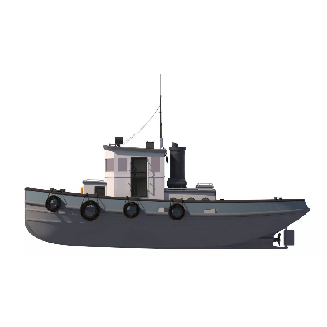 Tug Boat 3D Model – High Poly Industrial Vessel, FBX, PBR - View 13