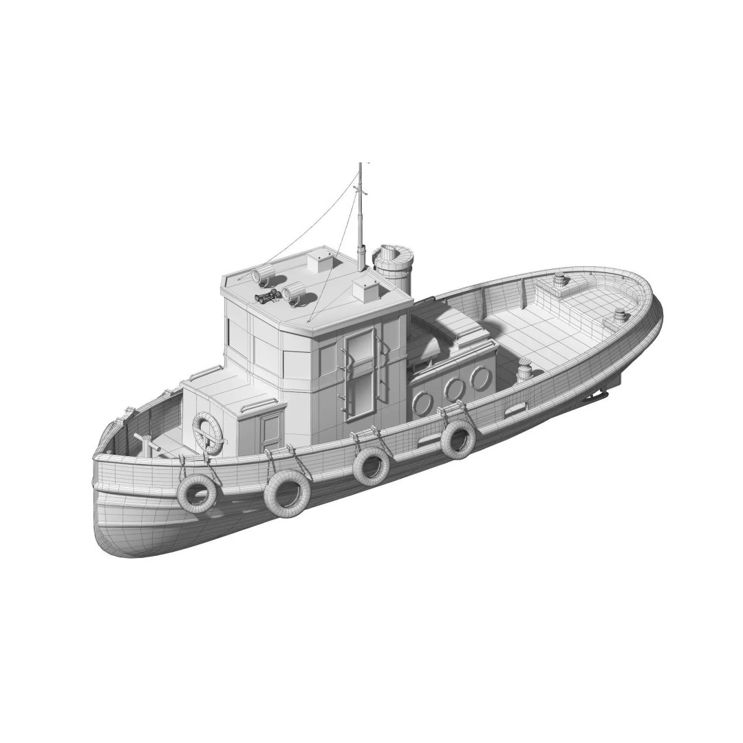 Tug Boat 3D Model – High Poly Industrial Vessel, FBX, PBR - View 14