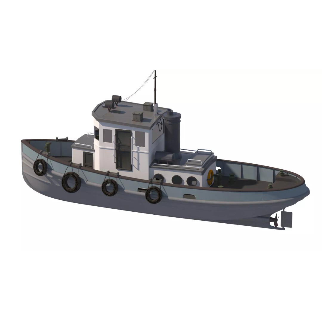 Tug Boat 3D Model – High Poly Industrial Vessel, FBX, PBR - View 4