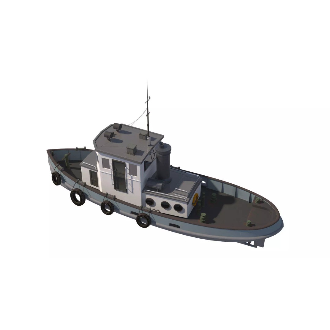 Tug Boat 3D Model – High Poly Industrial Vessel, FBX, PBR - View 5