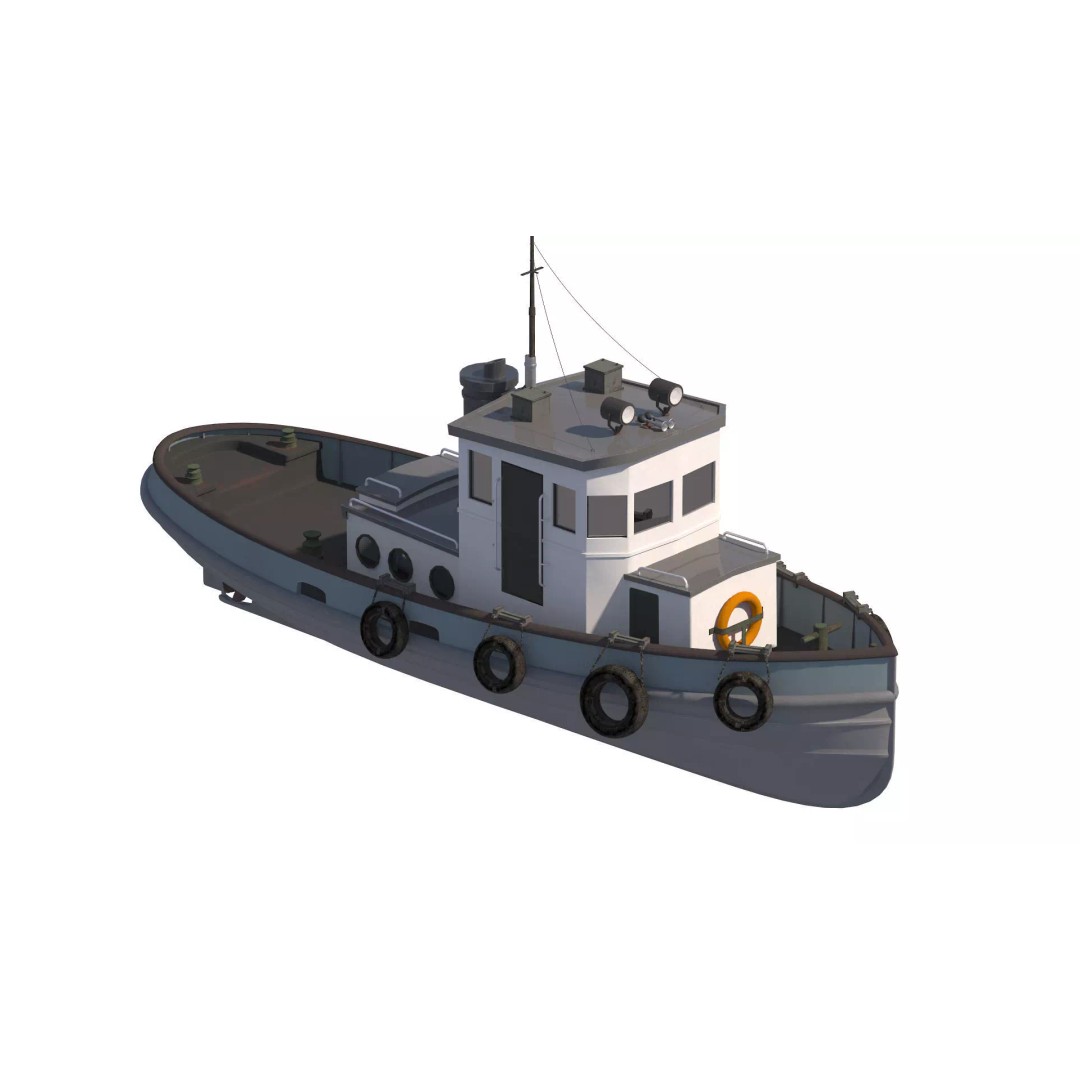 Tug Boat 3D Model – High Poly Industrial Vessel, FBX, PBR - View 6