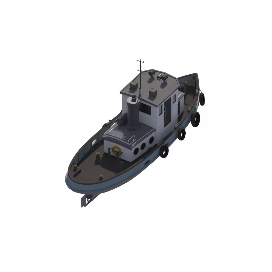 Tug Boat 3D Model – High Poly Industrial Vessel, FBX, PBR - View 7
